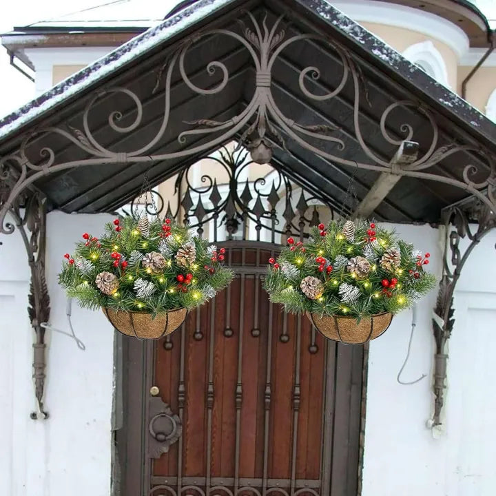 🎄Christmas Promotion 50% OFF🔥Pre-Lit Artificial Christmas Hanging Basket