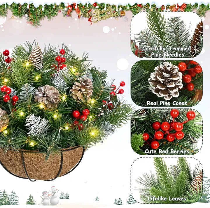 🎄Christmas Promotion 50% OFF🔥Pre-Lit Artificial Christmas Hanging Basket