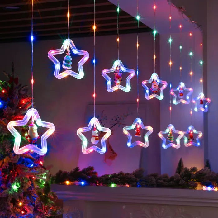 Christmas LED Star Curtain Lights – Indoor Window Decoration, Fairy Ambience String Lights for Room, Home & Events