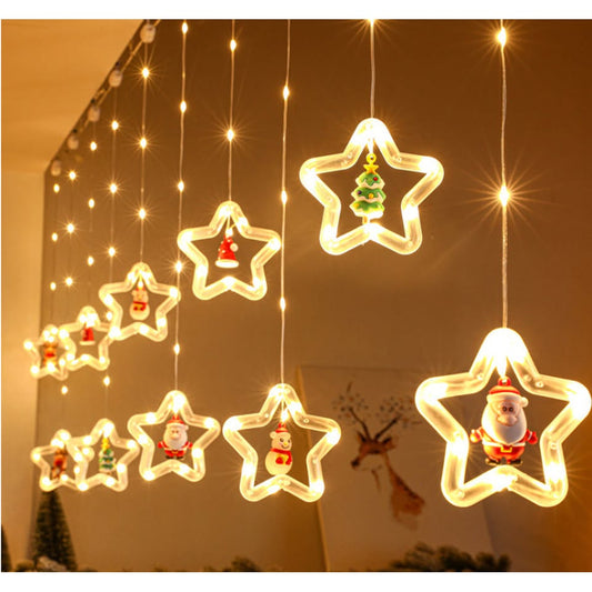 Christmas LED Star Curtain Lights – Indoor Window Decoration, Fairy Ambience String Lights for Room, Home & Events
