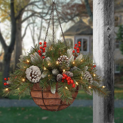 🎄Christmas Promotion 50% OFF🔥Pre-Lit Artificial Christmas Hanging Basket
