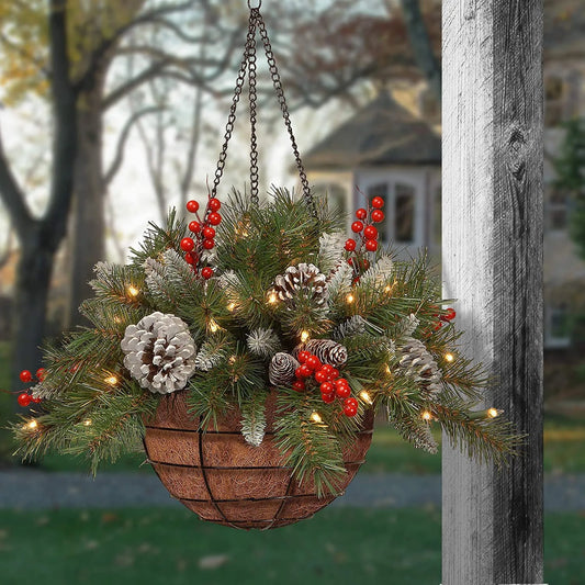 🎄Christmas Promotion 50% OFF🔥Pre-Lit Artificial Christmas Hanging Basket