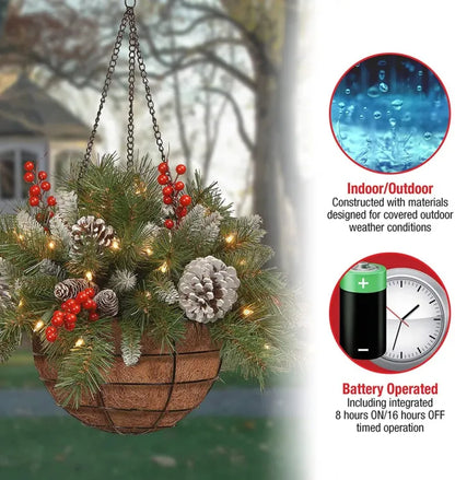🎄Christmas Promotion 50% OFF🔥Pre-Lit Artificial Christmas Hanging Basket