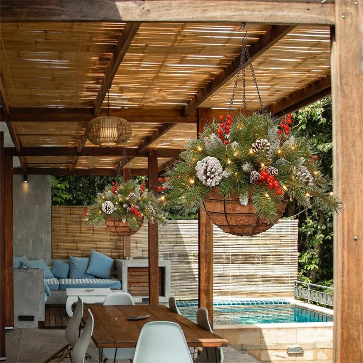 🎄Christmas Promotion 50% OFF🔥Pre-Lit Artificial Christmas Hanging Basket