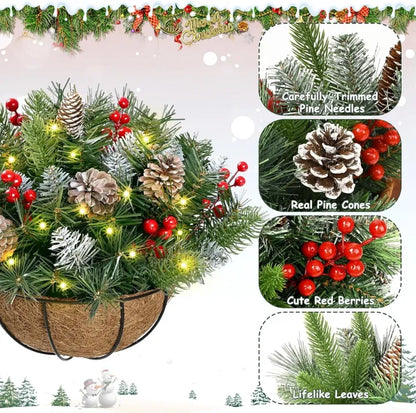 🎄Christmas Promotion 50% OFF🔥Pre-Lit Artificial Christmas Hanging Basket