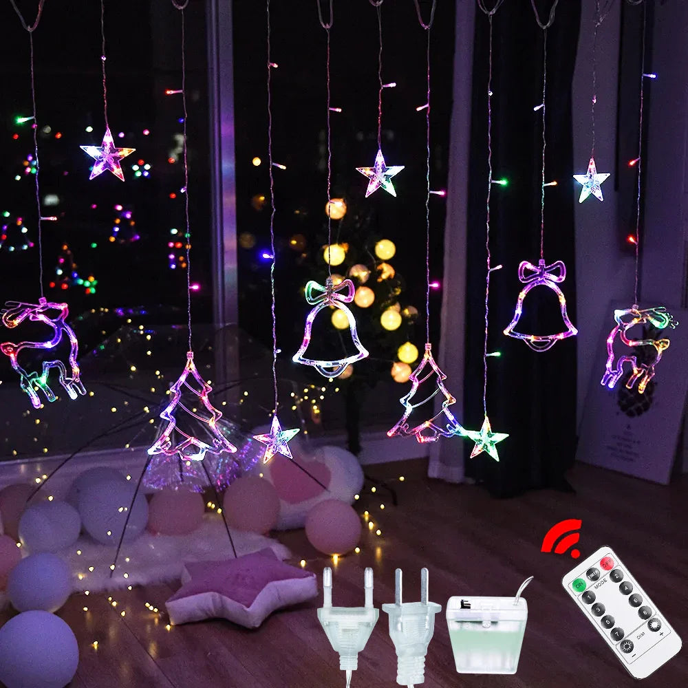 Christmas LED Star Curtain Lights – Indoor Window Decoration, Fairy Ambience String Lights for Room, Home & Events