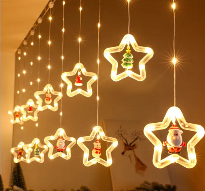 Christmas LED Star Curtain Lights – Indoor Window Decoration, Fairy Ambience String Lights for Room, Home & Events
